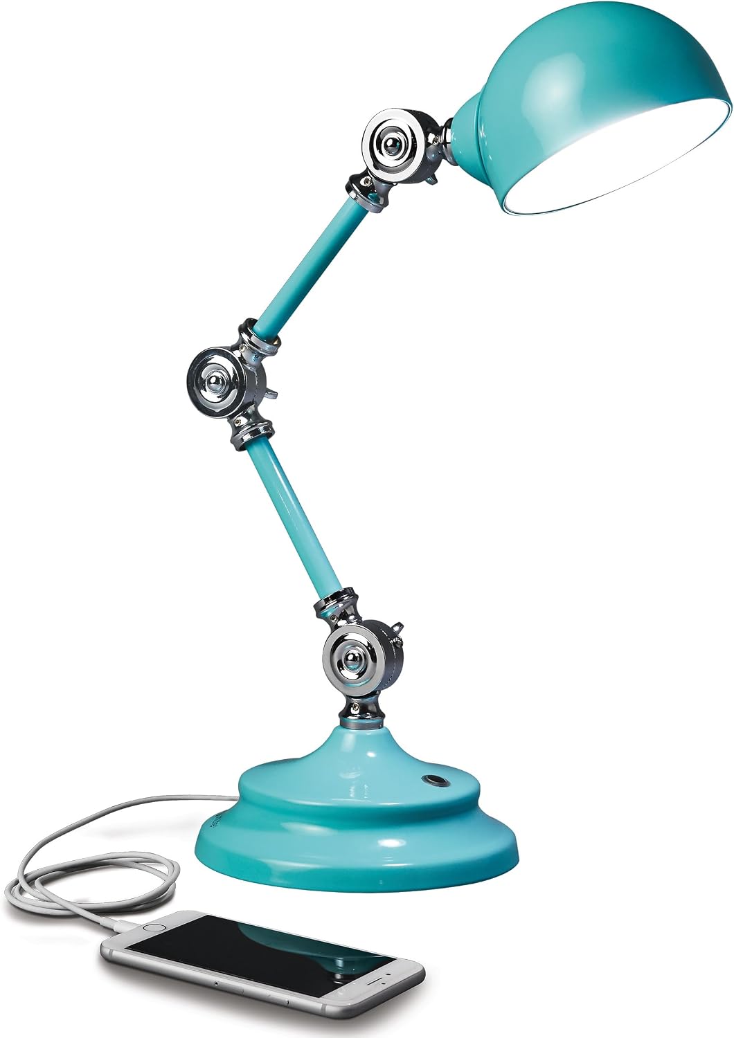 OttLite Revive LED Desk Lamp with ClearSun LED Technology, Turquoise – 3 Brightness Settings, Touch Activated Controls, USB Charging Port & 3 Adjustable Knobs for Precise Lighting - Great for Reading