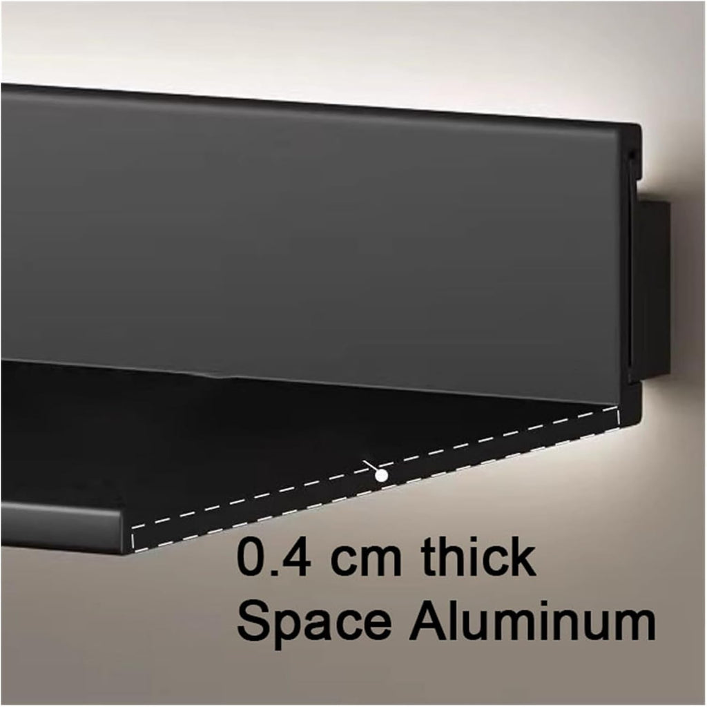 Corner Ledge Wall Shelf,Wall Mounted Light-Emitting Shelves, Wall Mounted Illuminated Bookcase Aluminum L-Shaped Partition LED Metal Partition with Lighting(Gold,70x25x6cm)
