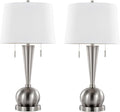 LumiSource Jules 30.25' Metal Table Lamps with USB Set of 2, Desk Lamp, Bedside Lamps for Night Stands, Nightstand Lamp, Small Lamp, Small Table Lamps for Living Room Set of 2, White Lamps Set of 2