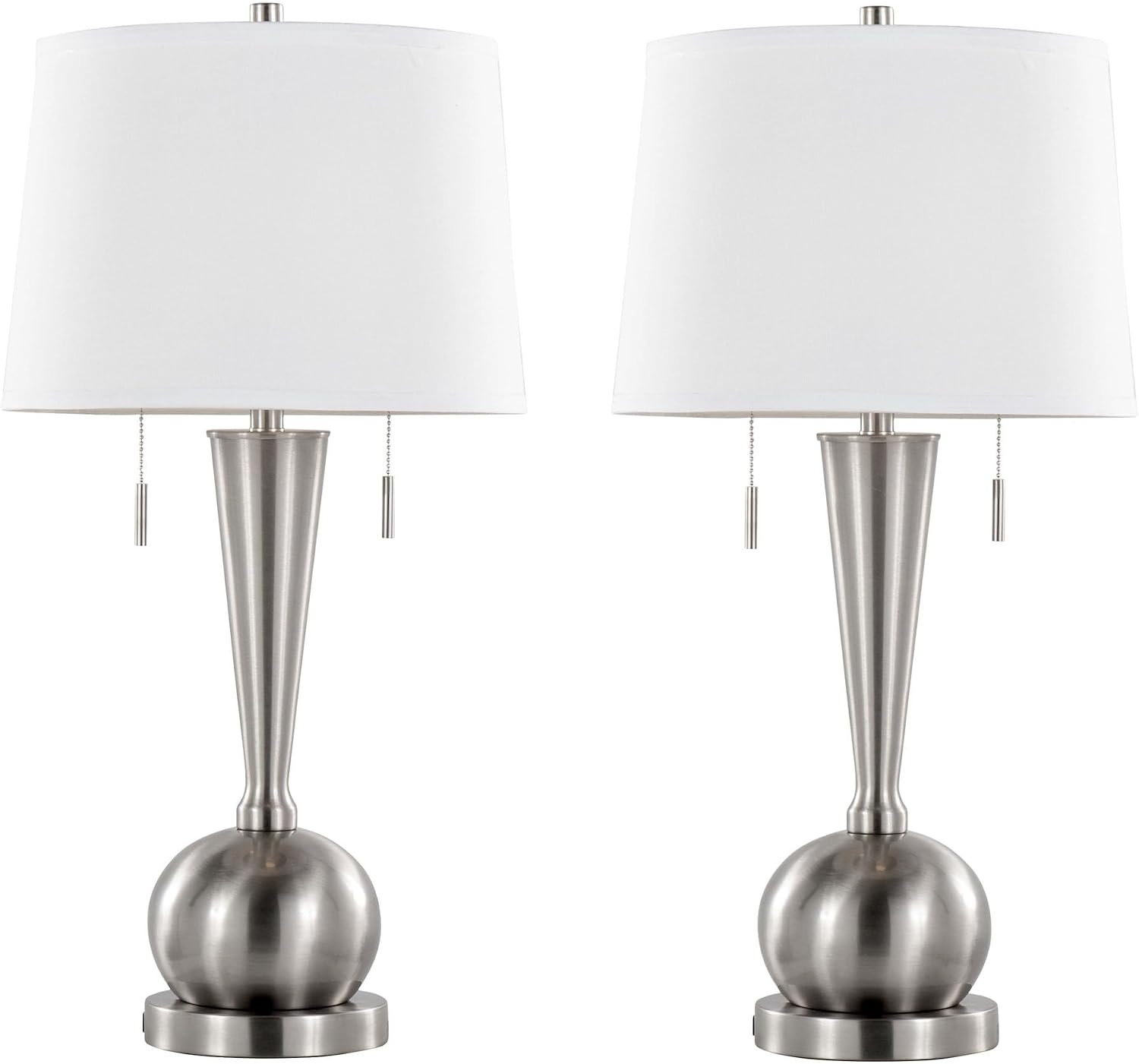 LumiSource Jules 30.25' Metal Table Lamps with USB Set of 2, Desk Lamp, Bedside Lamps for Night Stands, Nightstand Lamp, Small Lamp, Small Table Lamps for Living Room Set of 2, White Lamps Set of 2