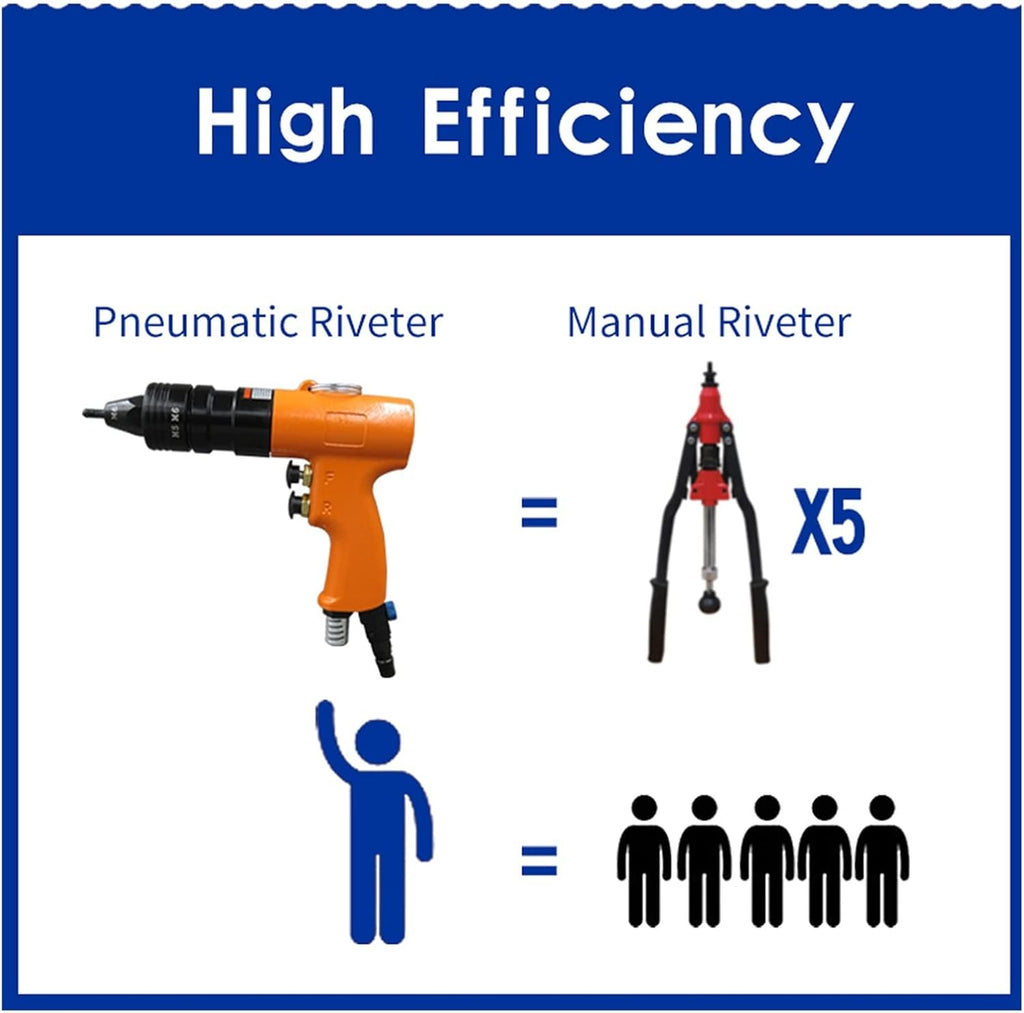Air Riveter M5M6 1/4in 6cfm Professional Pop Pneumatic Riveting Gun Rivet Tool Hydraulic