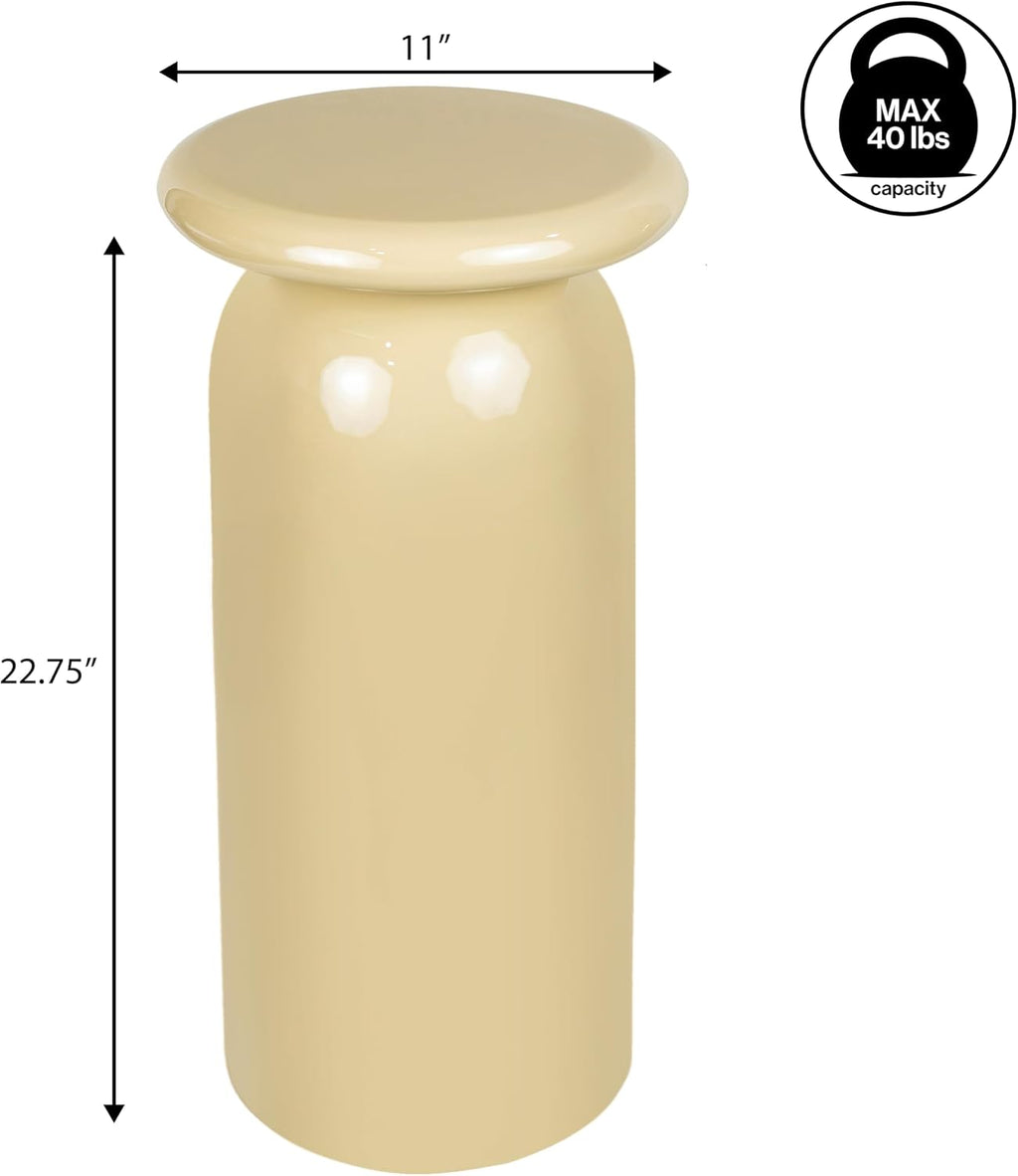JONATHAN Y END1008C Miles 22.75' Mid-Century Modern Metal Sleek Cylinder Drink Table and Decorative End Table for Living Room, Bedroom, Office, Bathroom, Almond