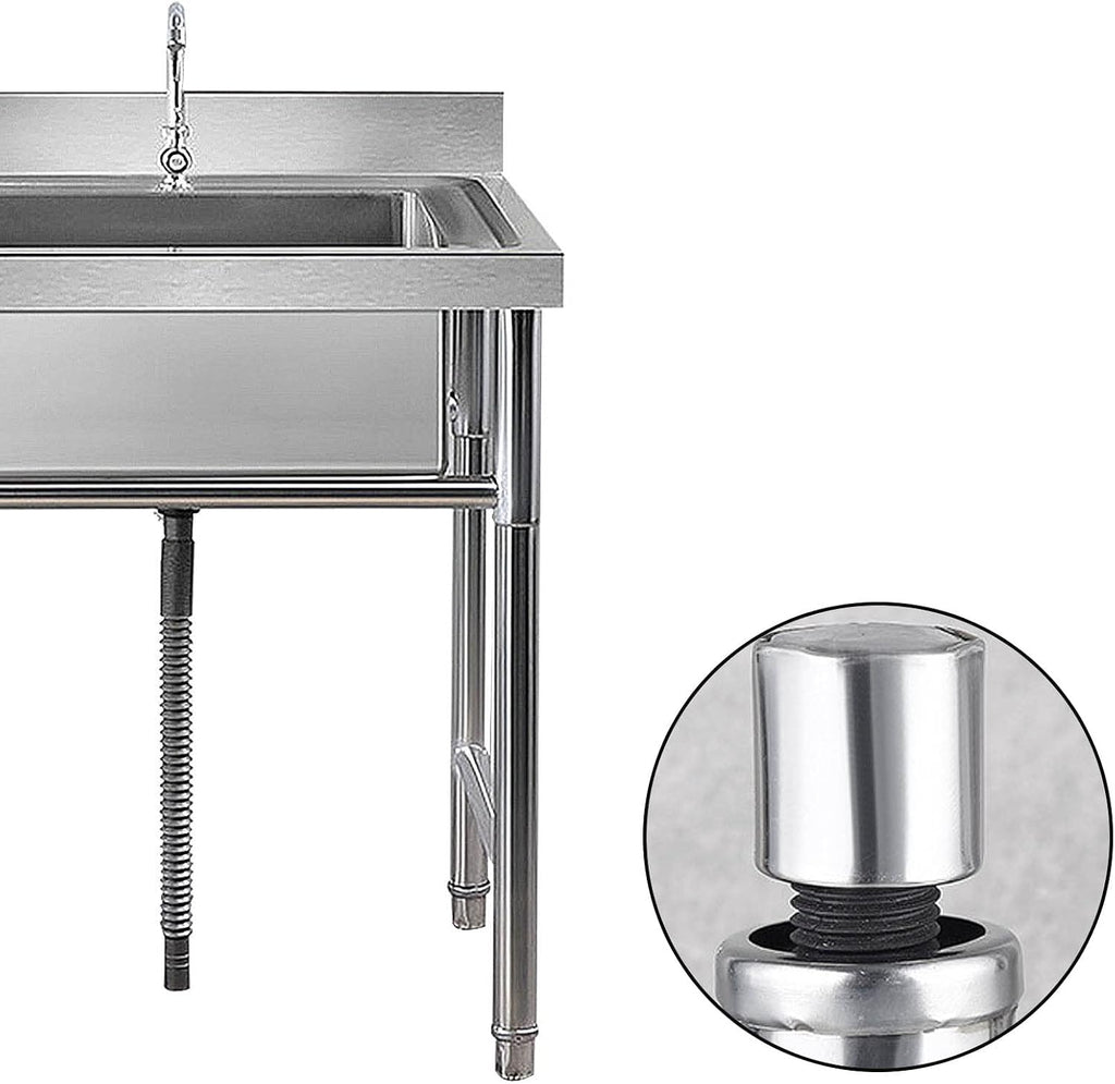 Commercial Stainless Steel Utility Freestanding Sink for Indoor Outdoor Garage Restaurant Kitchen Laundry Room Laundry Tub Culinary Sink Single Bowl Sink