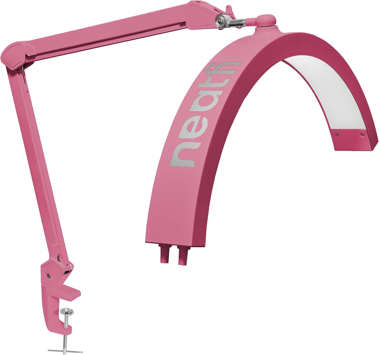 Neatfi Half Moon LED Table Lamp for Estheticians & Nail Techs – 2,500 Lumens | 5 Light Modes | Professional Task Lamp for Facial, Waxing, Threading & Tattoo (Pink, CCT with Clamp)