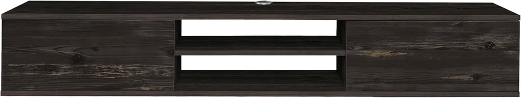 Black Floating TV Stand Under TV Shelf, Wall Mounted Shelf, Modern Floating Entertainment Center, 71' Large Storage Media Console Wall Unit for Living Room,Bedroom (Black Oak)