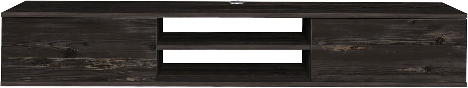 Black Floating TV Stand Under TV Shelf, Wall Mounted Shelf, Modern Floating Entertainment Center, 71' Large Storage Media Console Wall Unit for Living Room,Bedroom (Black Oak)