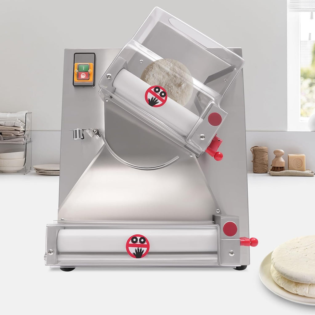 Electric Pizza Dough Roller Sheeter Machine, Automatic Commercial Pizza Press Making Machine 370W 110V Stainless Steel Pasta Maker Machine For Bakeries Pizzerias, Restaurants Kitchens (4-12in)