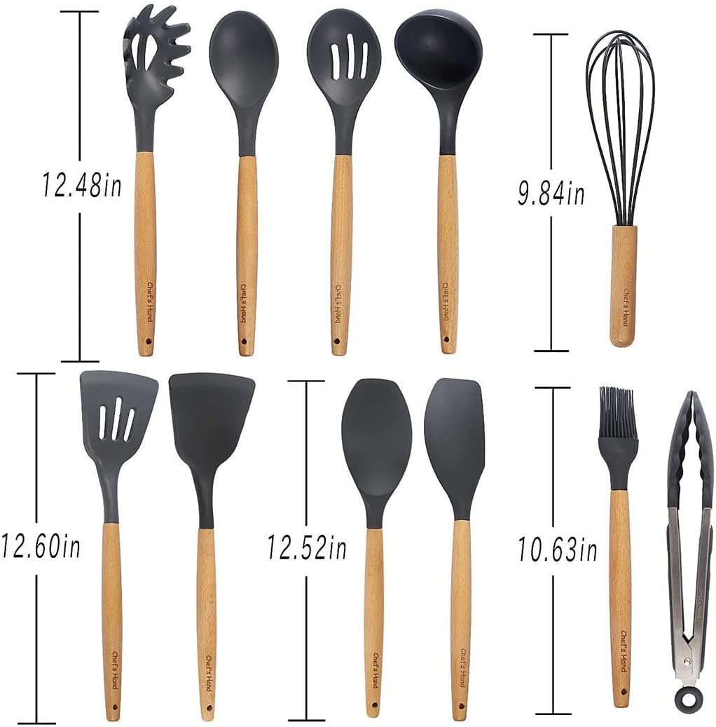 Silicone Kitchenware Cooking Utensils Set Non-stick Cookware Whisk Beaters Kitchen Cooking Tool Set(C)