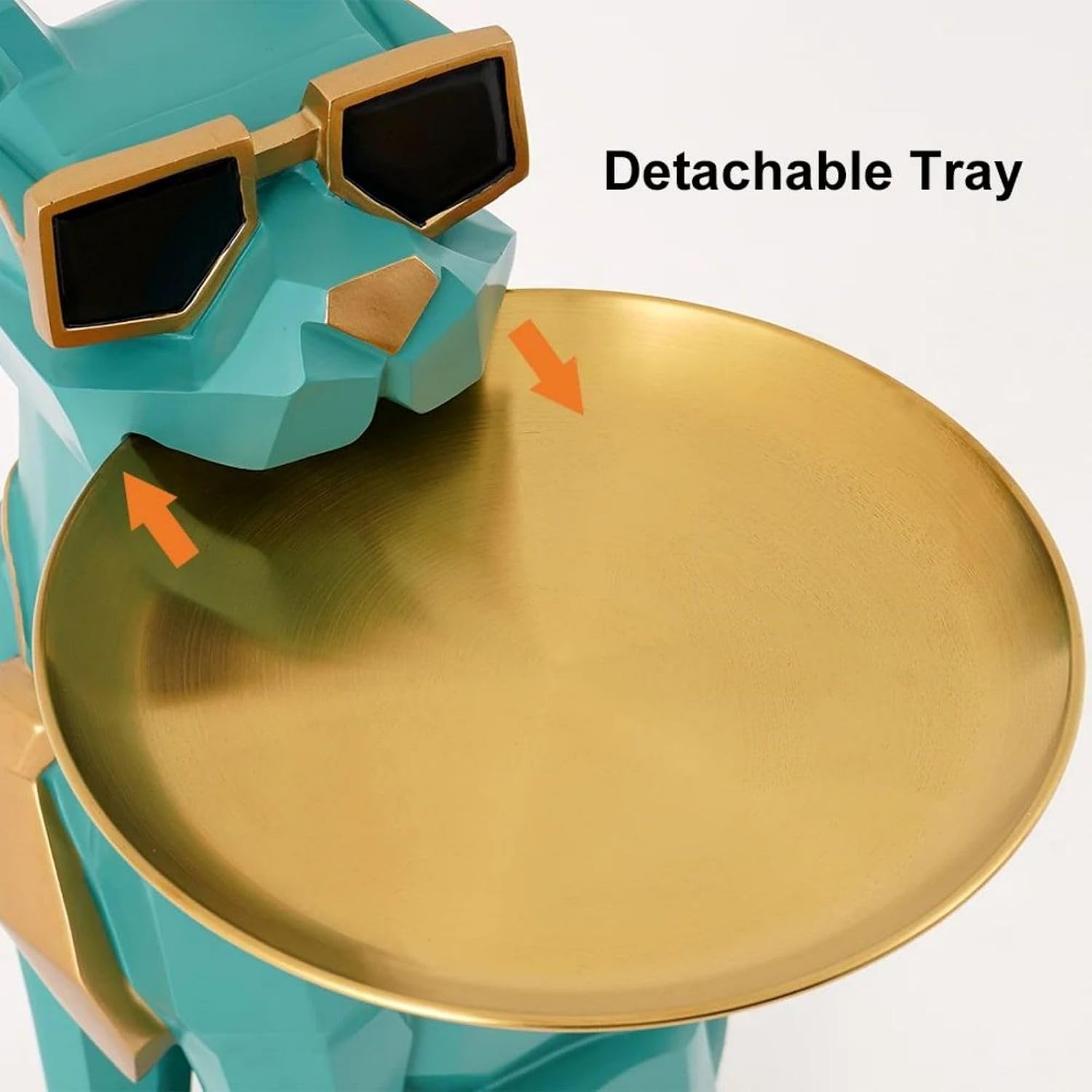 homary Modern Resin Dog Sculpture Geometric Standing Statue Cute Side Table Tray End Table with Tissue Storage (Green)