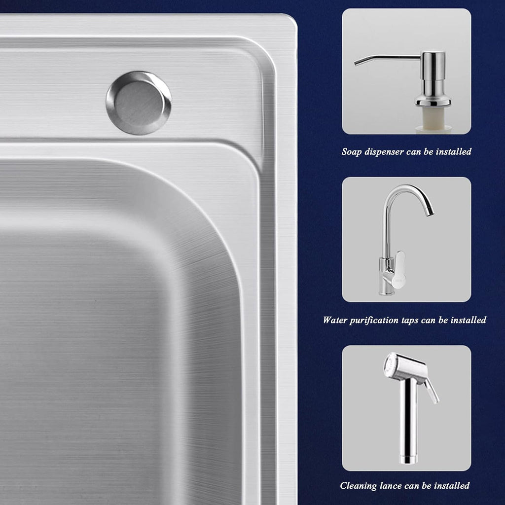Stainless Steel Utility Sink Commercial Kitchen Sink with Swivel Faucet and Storage Shelves, Free Standing Deep Oversized Single Bowl Sink for Laundry, Garage, Indoor Outdoor