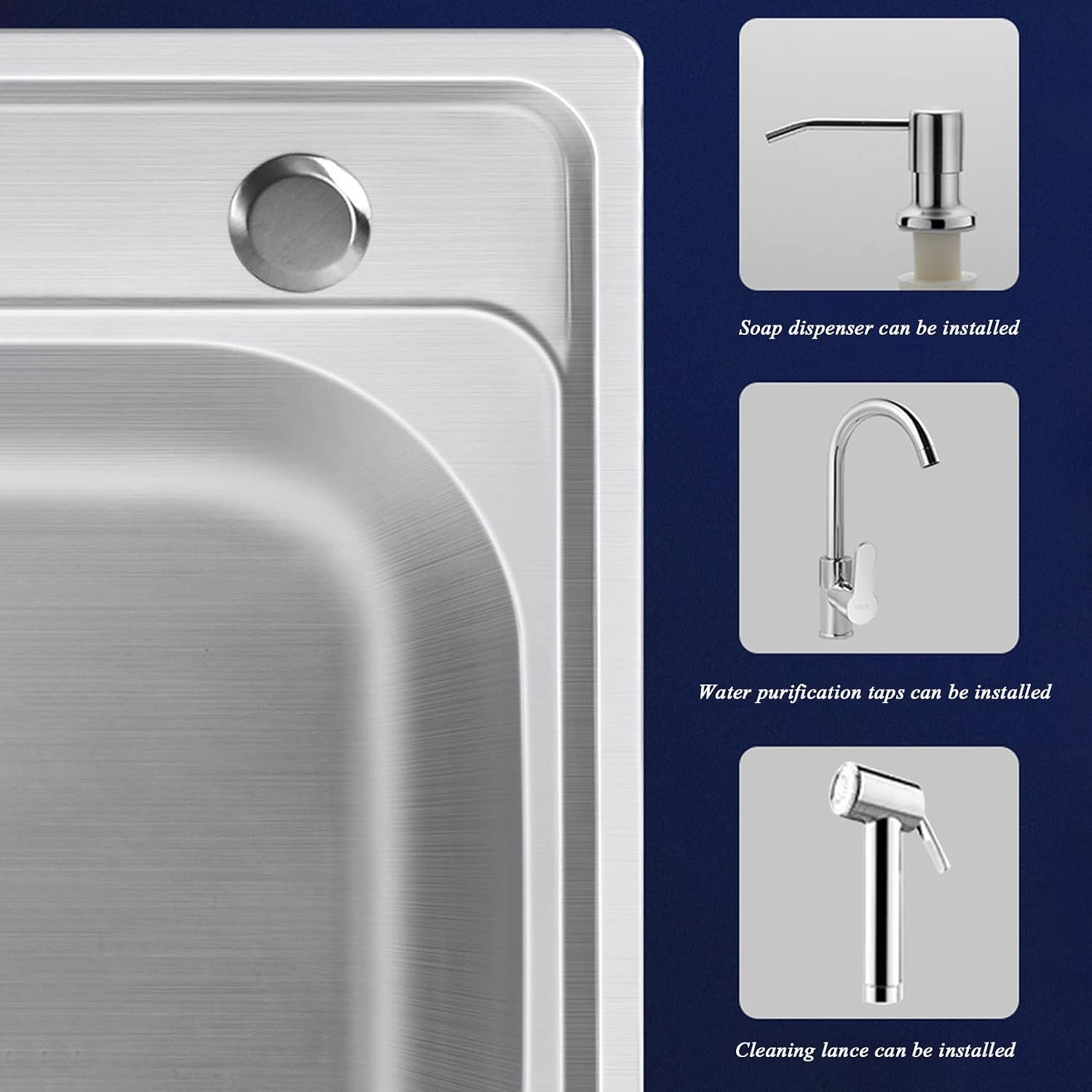 Stainless Steel Utility Sink Commercial Kitchen Sink with Swivel Faucet and Storage Shelves, Free Standing Deep Oversized Single Bowl Sink for Laundry, Garage, Indoor Outdoor