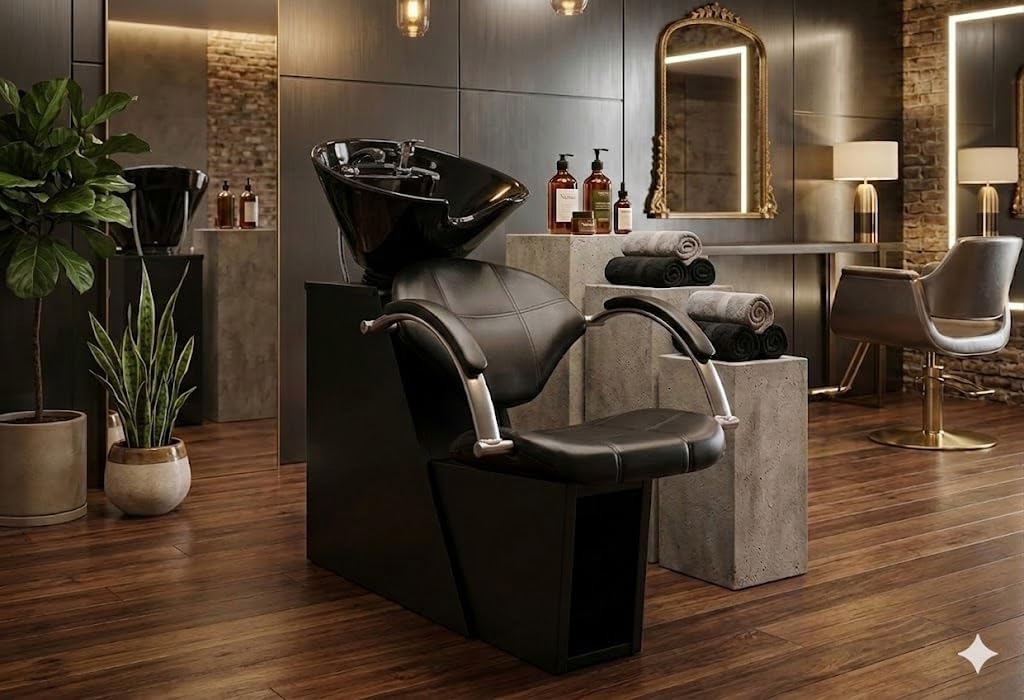 Professional Salon Shampoo Backwash Unit with Adjustable Tilt ABS Bowl, Triple Certified Vacuum Breaker, Includes 6 Microfiber Towels