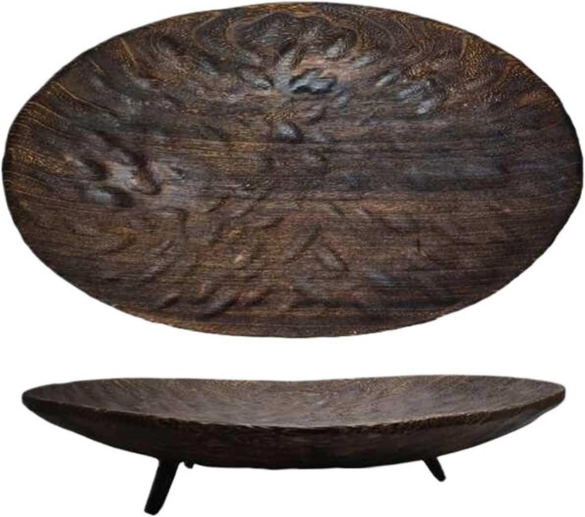 Natural Wood Fruit Tray, Vintage Countryside Style Large Oval Plate - INS Nordic Breakfast Snack Tray, Beautiful Home Decor(Color2)