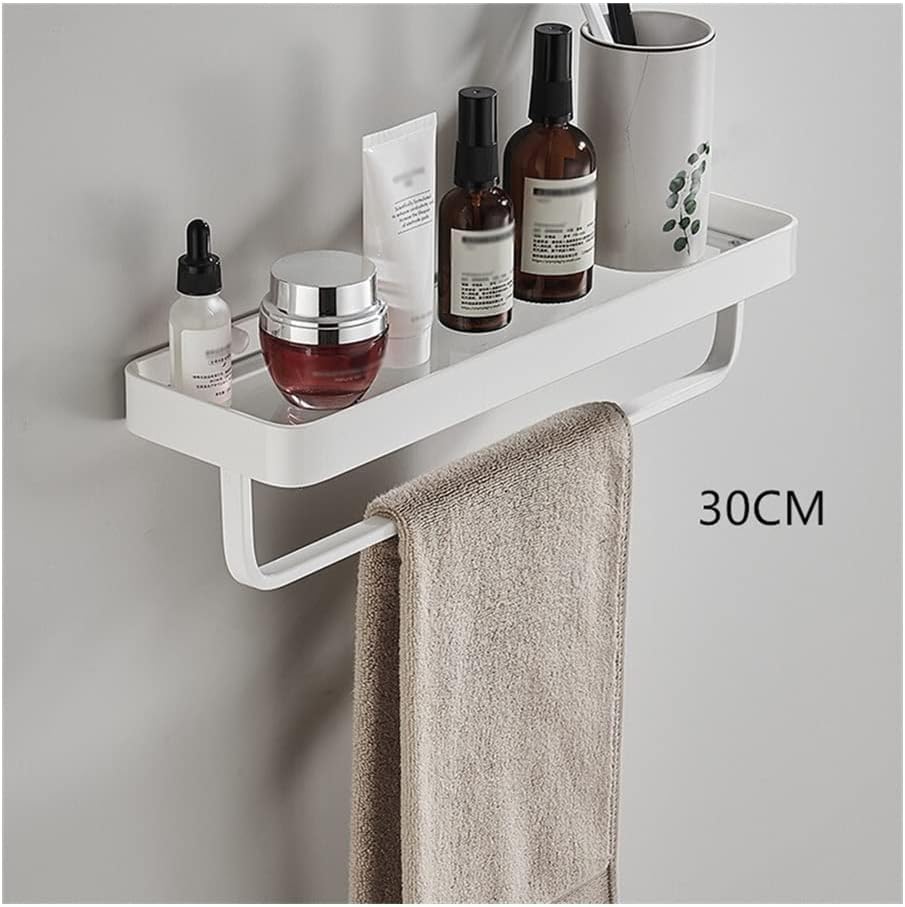 Floating Shelves Shower Caddy Bathroom Shelf Bathroom Shelf Bath Shower Shelf with Bar Aluminum White Glass Shelf Bathroom Corner Shelf Wall Mounted Kitchen STO