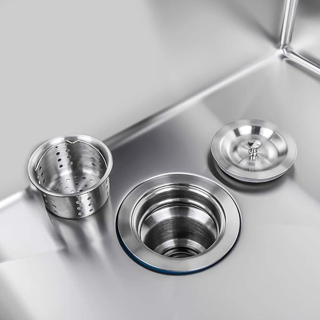 JATIBOSH Silver Kitchen Sink Drop in 3 Hole Workstation Stainless Steel Sink, Nano Coating, Single Bowl Sink with Drain Assembly Set (Color : Silver, Size : 60 * 45cm)
