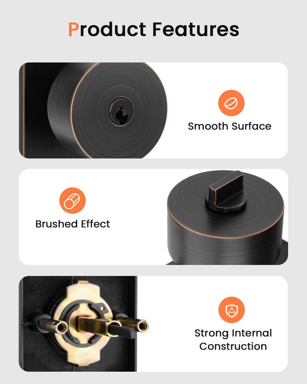 Haidms Oil Rubbed Bronze Door Knob with Deadbolt, Zinc Alloy Bronze Exterior Door Lock Set, Heavy Duty Front Door Knob and Deadbolt Set with Lock and Key, Reversible (2 Pack)