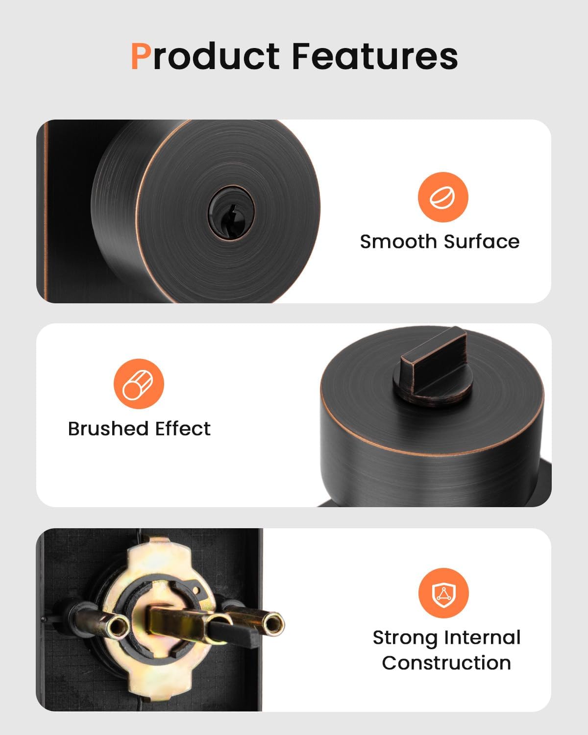Haidms Oil Rubbed Bronze Door Knob with Deadbolt, Zinc Alloy Bronze Exterior Door Lock Set, Heavy Duty Front Door Knob and Deadbolt Set with Lock and Key, Reversible (2 Pack)