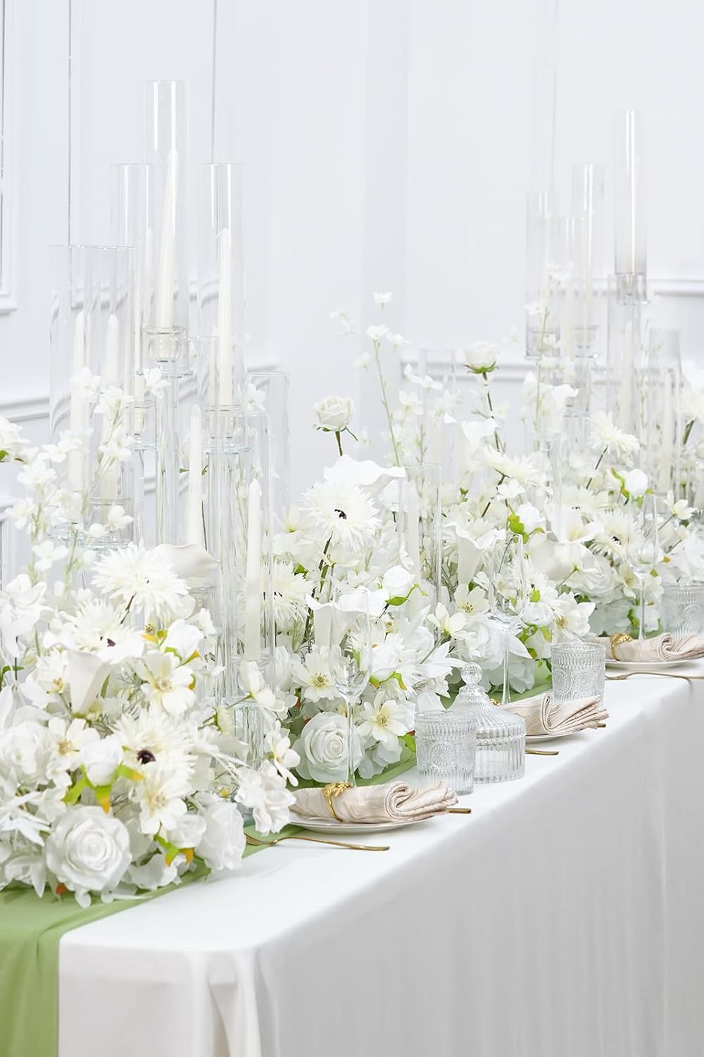 2pcs Free Standing Flowers Ball Bouquet Artificial Rose Floral Arrangements for Wedding Centerpieces Tables Aisle (19'' New White)