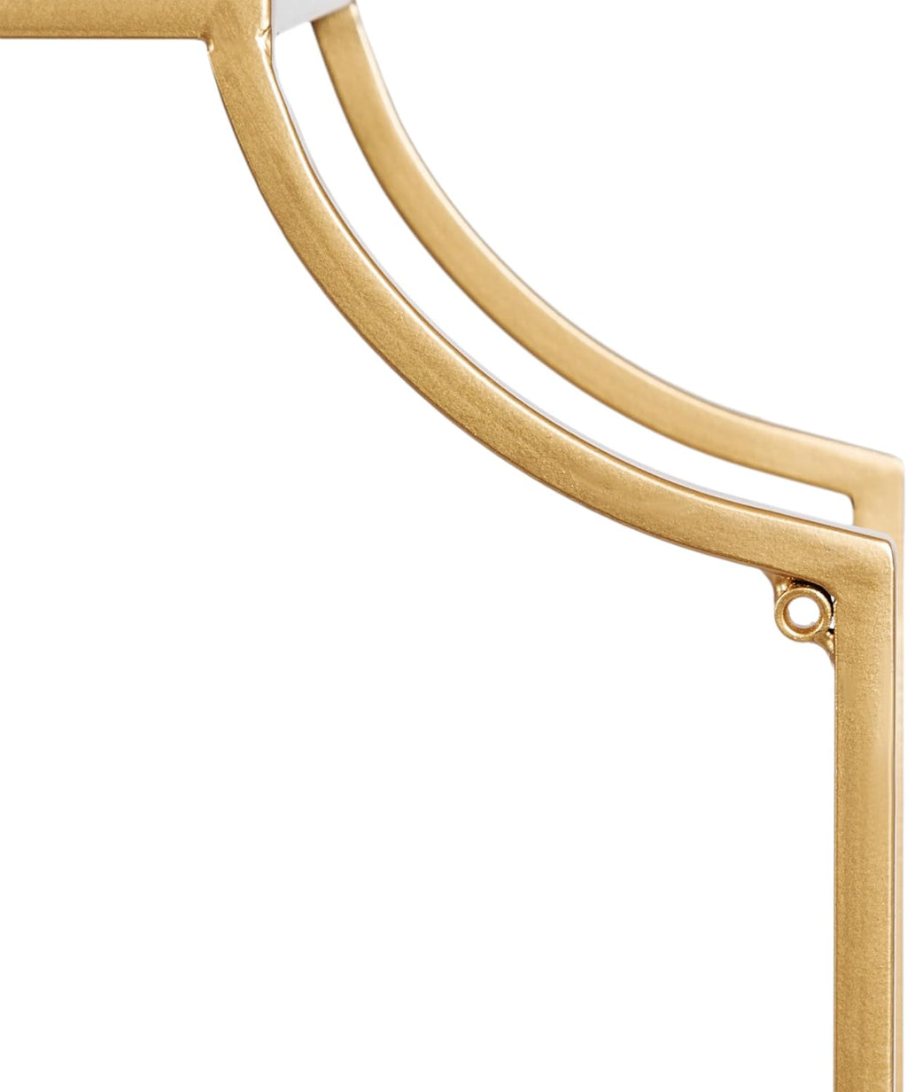 Kate and Laurel Ciel Modern Glam Wide Two-Tier Wall Shelf, 24 x 20, Gold, Tiered Bathroom Shelves for Over the Toilet Storage or Bedroom Makeup Organizer
