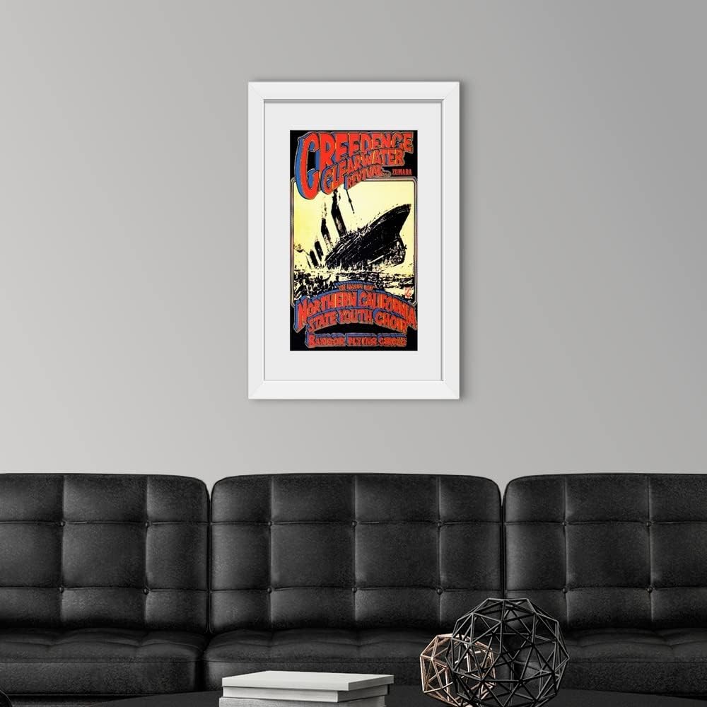 GREATBIGCANVAS Creedence Clearwater Revival Poster White Framed Wall Art Print, Classic Rock Artwork