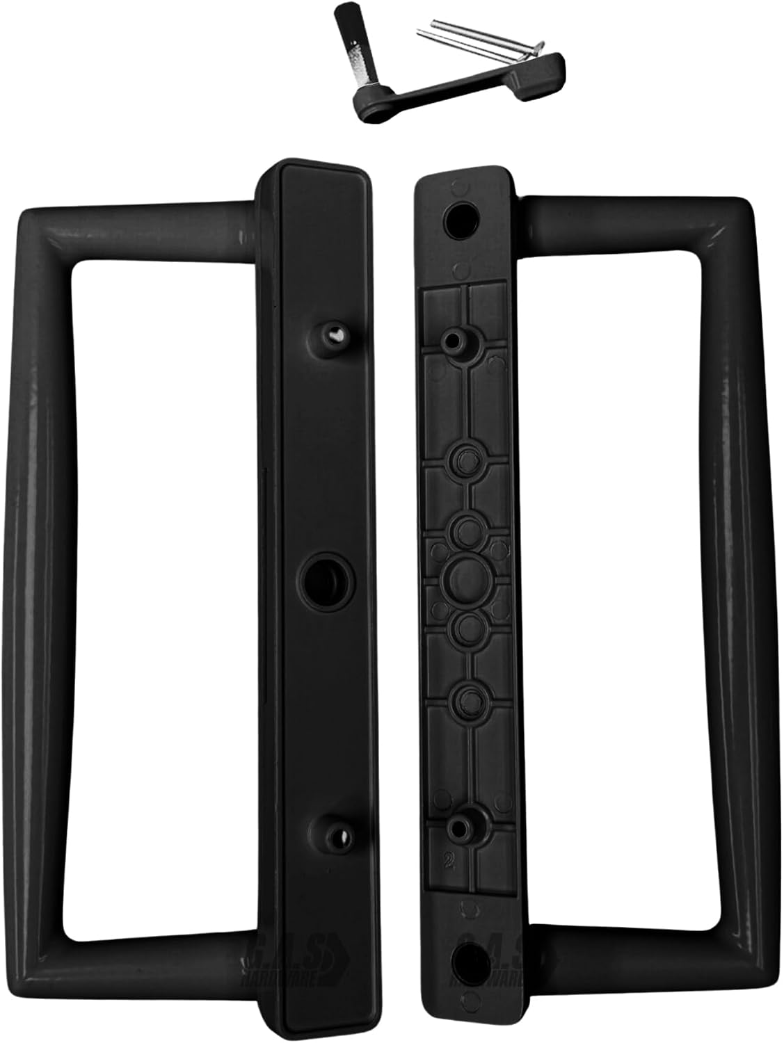 Sliding Glass Patio Door Handle Set 4-7/8' Hole Spacing, 9' Bronze Surface Mount PGT Replacement with Thumb Latch, Screws and Keepers