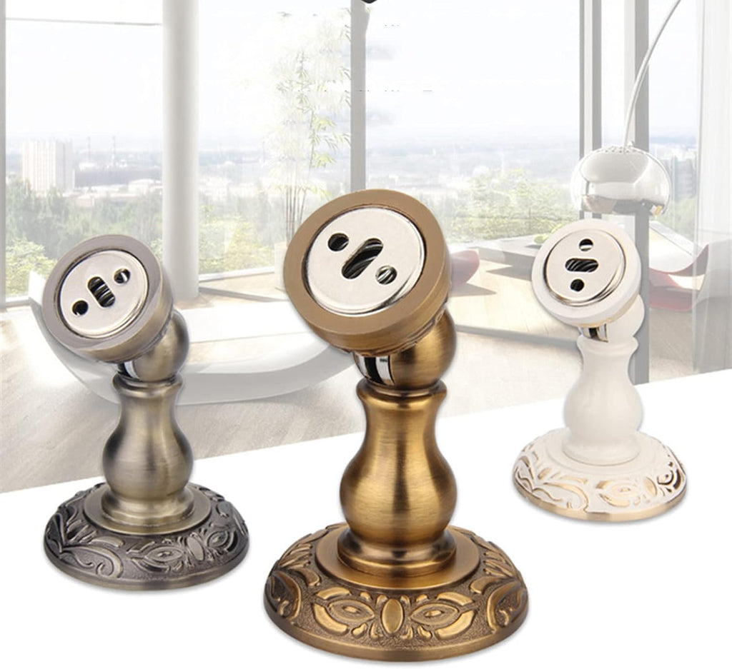 4PCS Magnetic Door Stop, Heavy Duty Magnet Door Stopper, Wall/Floor Mounted Door Holder, Door Catch Stopper with Mounting Screws,Gold(White)