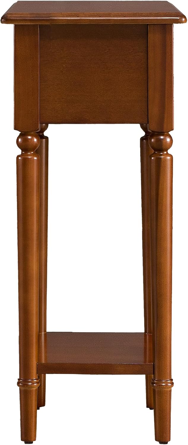 Leick Home Coastal End Table, Solid Wood, 1 Drawer, Bottom Display Shelf, Easy-Assembly, For Living Room/Bedroom, Rich Pecan Brown, 23.5 in. L x 10.0 in. W x 24 in. H, 20017-PC