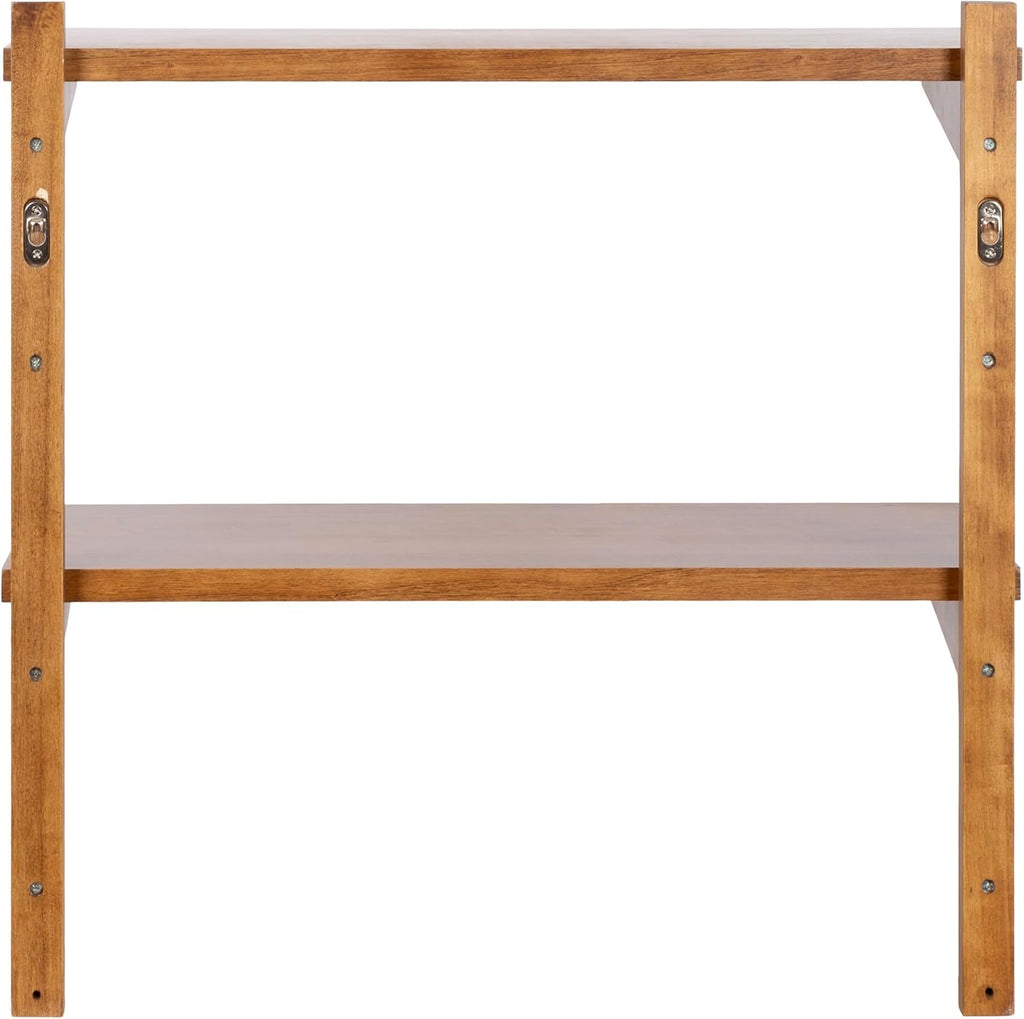Kate and Laurel Meridien Modern Two-Tier Wooden Shelves, 24 x 12 x 24, Rustic Brown, Stunning Tiered Wall Shelf for Storage and Display as Cute Nursery Shelving or Bedroom Storage