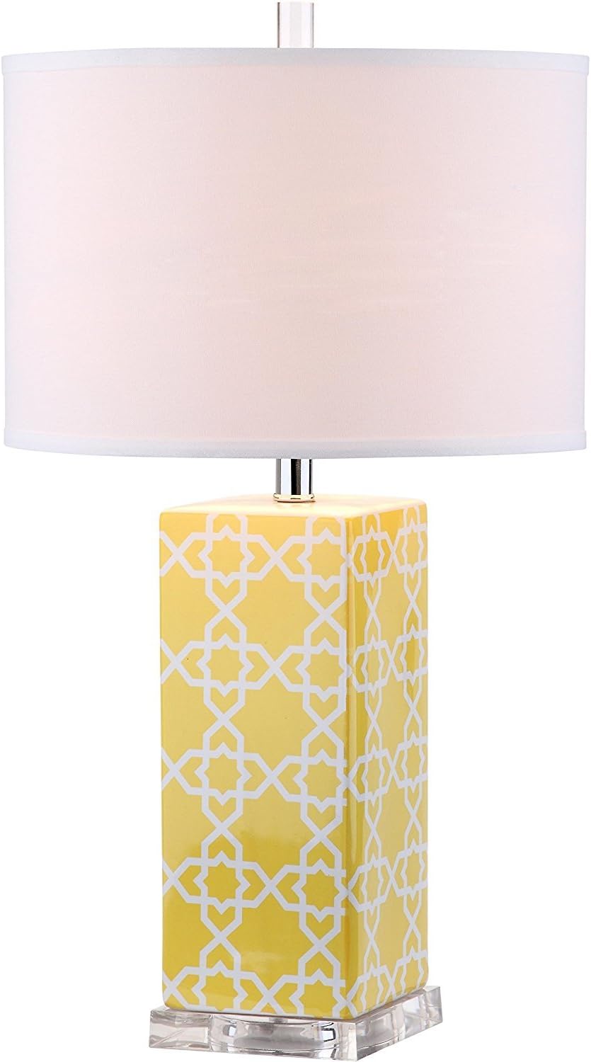 Safavieh Lighting Collection Quatrefoil Yellow Table Lamp, Set of 2