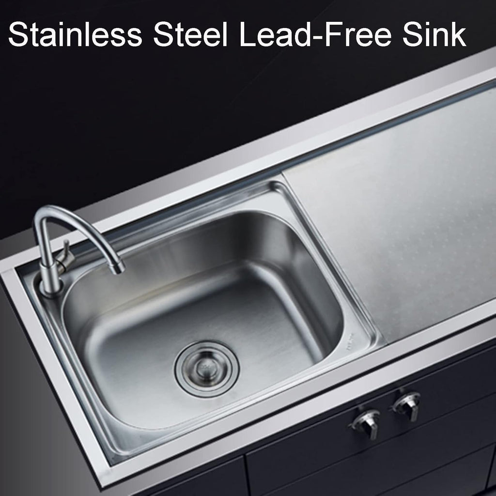 Movable Stainless Steel Kitchen Sink, Commercial 304 Stainless Steel Single Sink Bowl Restaurant Table Utility Sink WashingHand Basin W/Faucetfor Indoor Outdoor