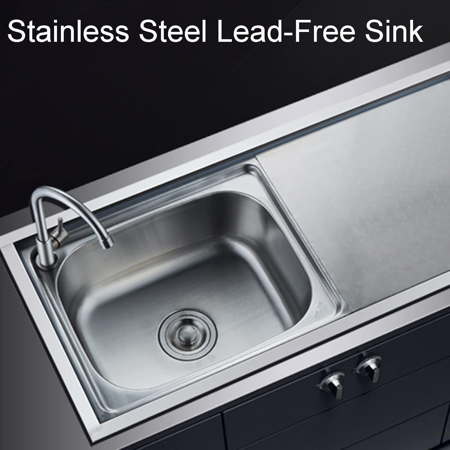 Movable Stainless Steel Kitchen Sink, Commercial 304 Stainless Steel Single Sink Bowl Restaurant Table Utility Sink WashingHand Basin W/Faucetfor Indoor Outdoor