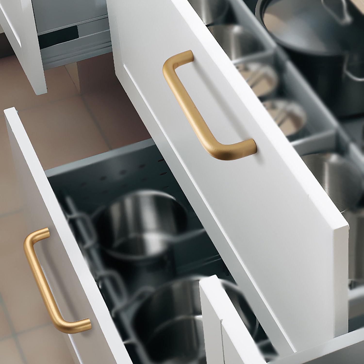 4 Pcs Gold Solid Drawer Pulls, Round Tube Shaped Cabinets Door Handles with Screws Aluminium Long Handles for Kitchen Bathroom Bedroom Storage Cabinets Black (Gold Hole