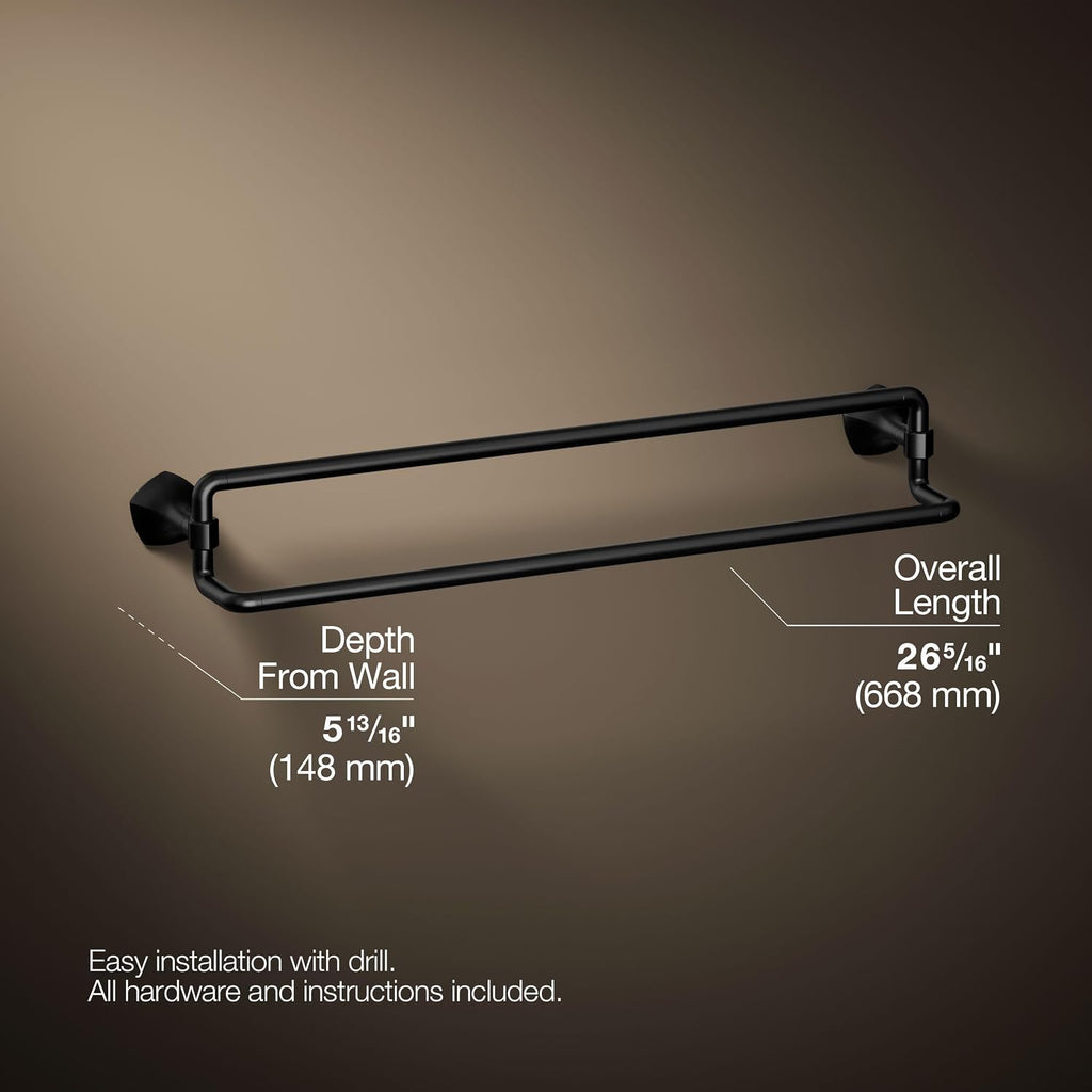 Kohler 27062-BL Occasion® 24' Double Towel bar, Matte Black
