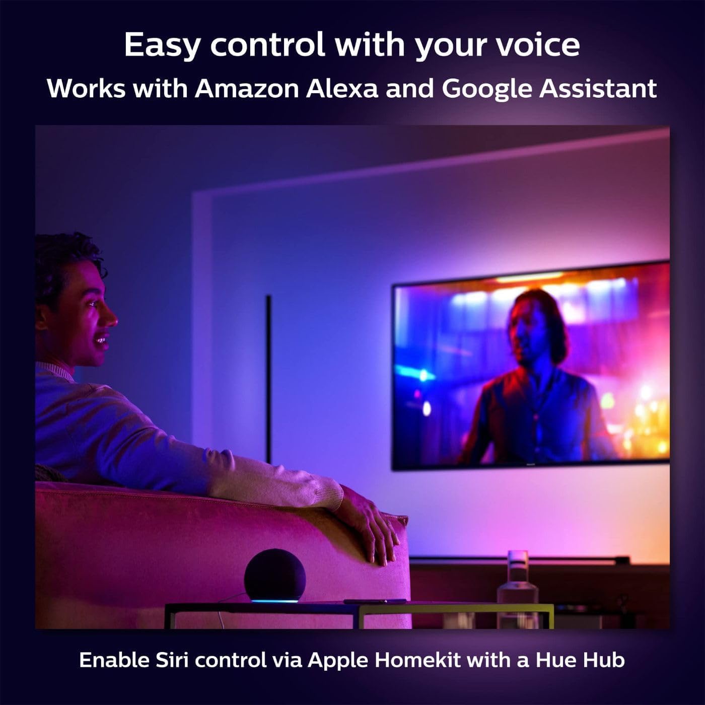 Philips Hue Signe Smart Table Lamp, Oak - White Color Ambiance LED Color-Changing Light - 1 Pack - Control with Hue App - Compatible with Alexa, Google Assistant, and Apple Homekit