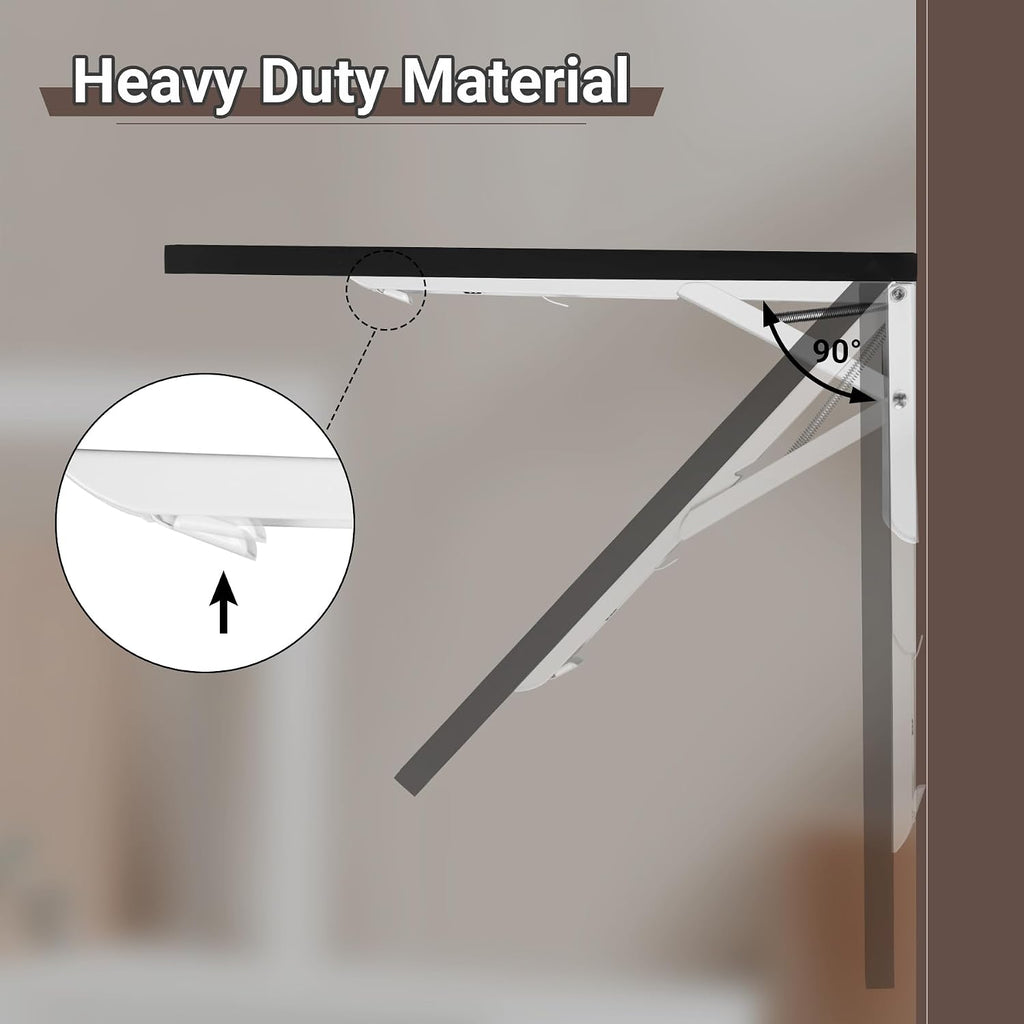 Neoaider Wall Mounted Folding Table 47.2'L x 19.7'W, Laundry Folding Table with Heavy Duty Metal Collapsible Shelf Brackets, Wall Mounted Desk Fold Down for Small Spaces, Black