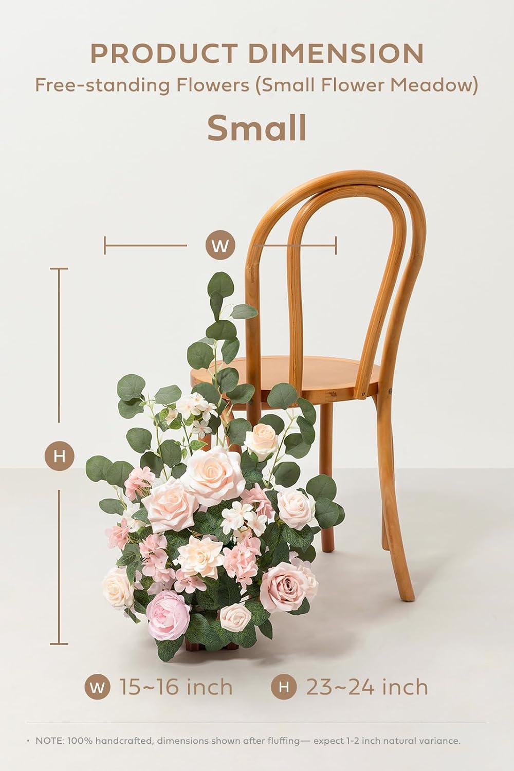 Ling's moment 17.5' Tall Standing Artificial Flowers Arrangements 4 pcs Wedding Aisle Runner Chair Decorations Blush & Pink Centerpieces for Ceremony Reception Rose Floral Party Outdoor