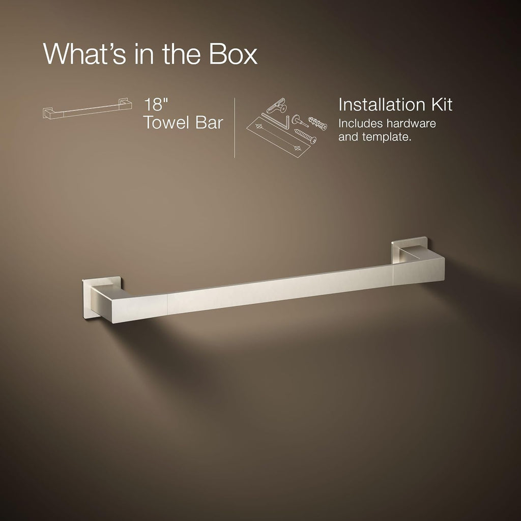 Kohler 26633-BN Honesty® 18' Towel bar, Vibrant Brushed Nickel
