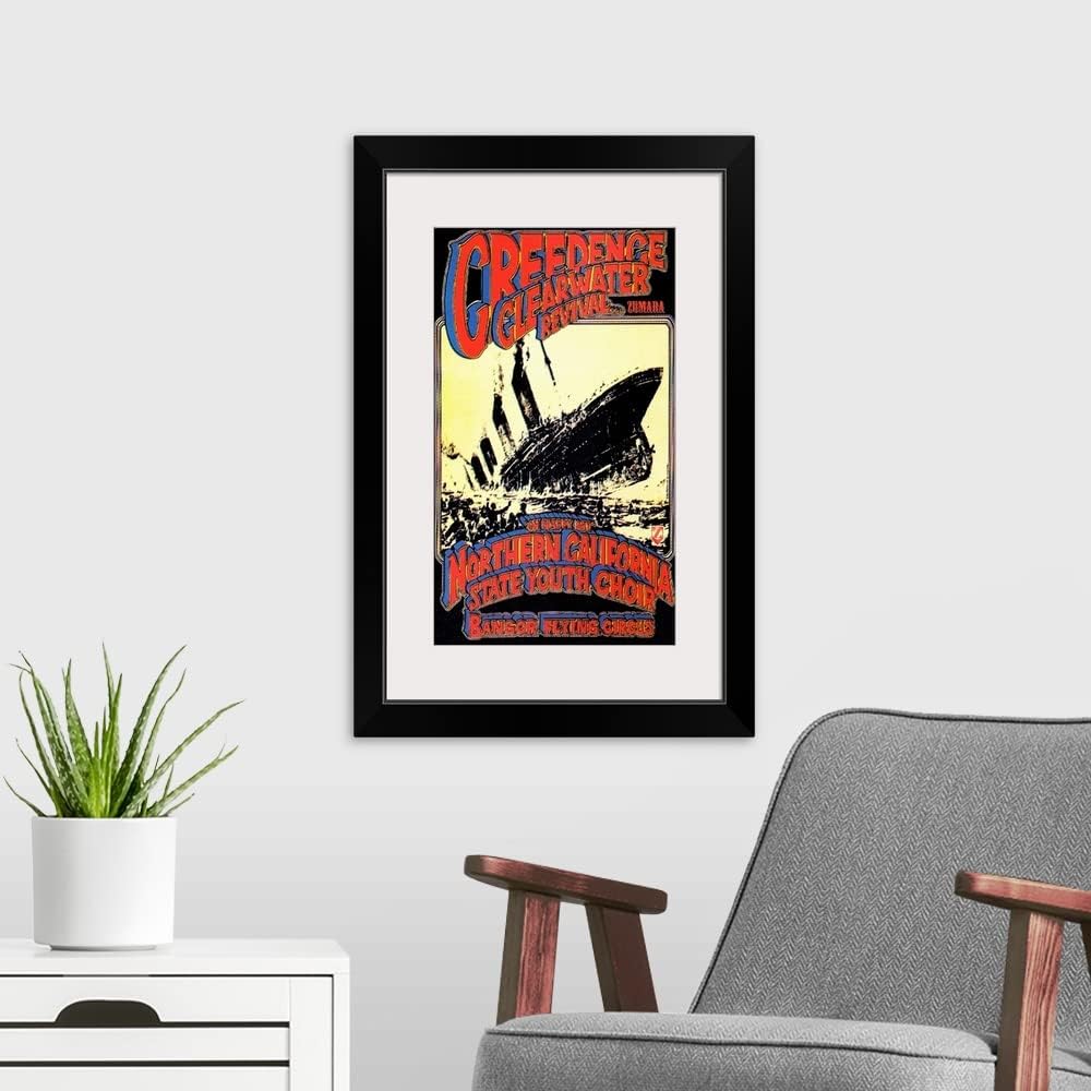 GREATBIGCANVAS Creedence Clearwater Revival Poster Black Framed Wall Art Print, Classic Rock Artwork