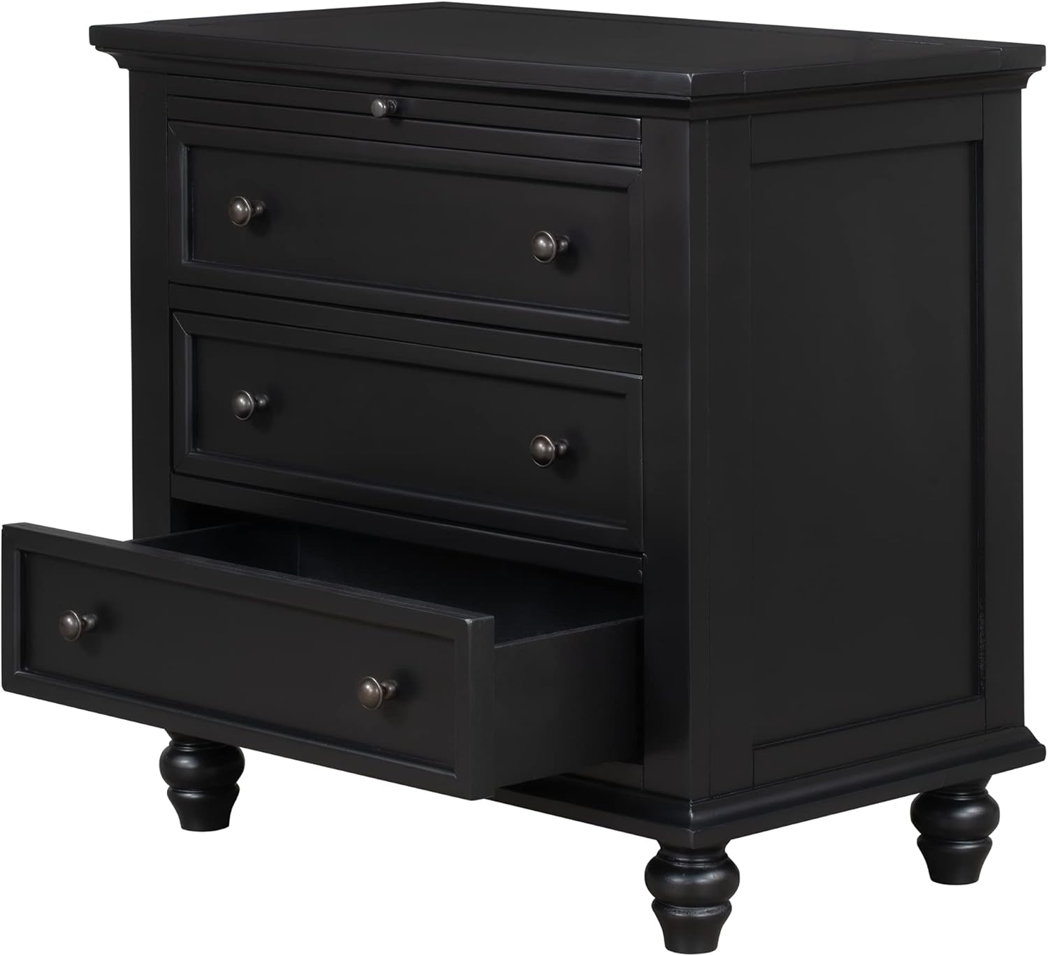 Modern Storage Wood Cabinet with 3-Drawer, Sofa Table Console Table End Table with Pull Out Tray, Accent Table Furniture for Entryway Living Room,Fully Assembly Bedside Table (Black)