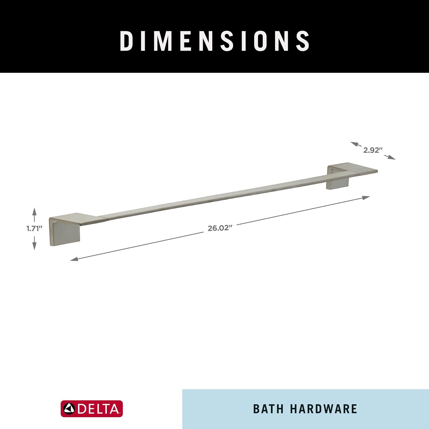 Delta Towel Rack | 24 Inch Stainless Steel Towel Bar for Bathroom, Kitchen | Vero Accessories