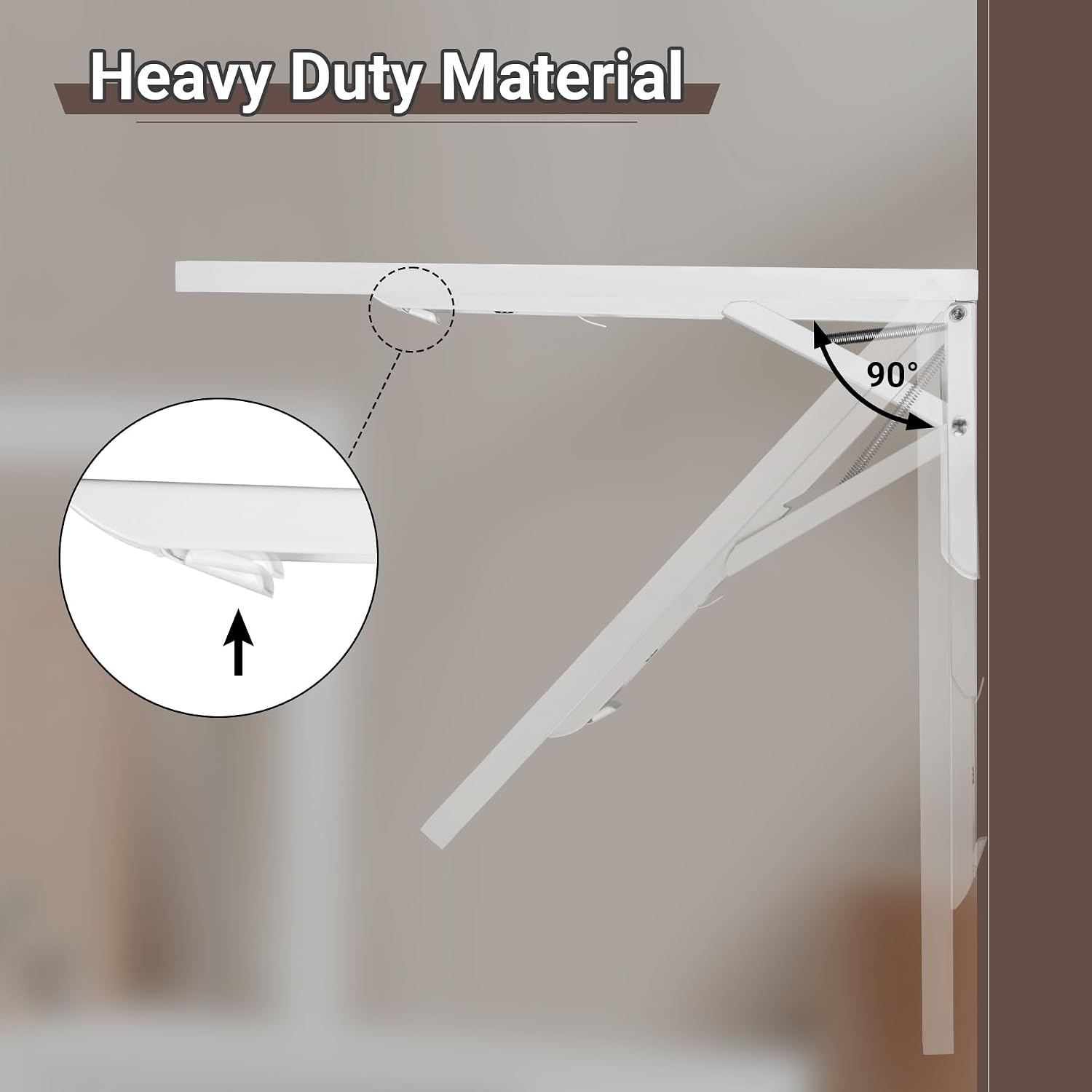 Neoaider Wall Mounted Folding Table 47.2'L x 19.7'W, Laundry Folding Table with Heavy Duty Metal Collapsible Shelf Brackets, Wall Mounted Desk Fold Down for Small Spaces, White