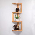 Wall Shelf Floating Corner Shelves for Wall Decor Storage, Solid Wood Wall Storage Shelves Rack 3 Tiers, Wall Mounted Wood Shelves for Home Decor, Bedroom, Living Room, B(Nature-Large)