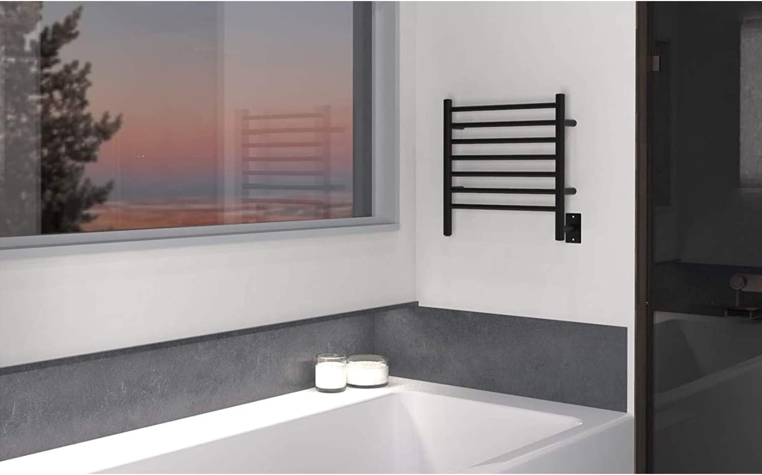 Amba RWHS-SMB Radiant Small Hardwired Plug-in Combo 7 Bar Towel Warmer in Matte Black