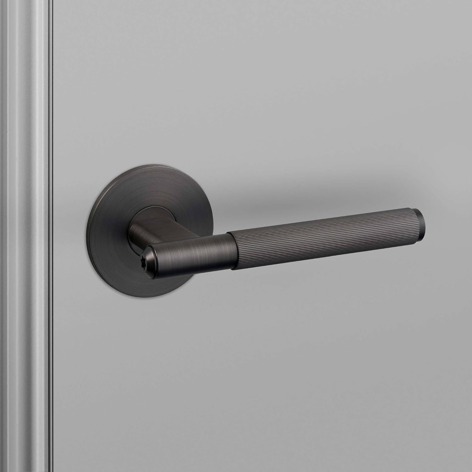 Buster and Punch Door Handle Set Passage Linear Knurl Smoked Bronze