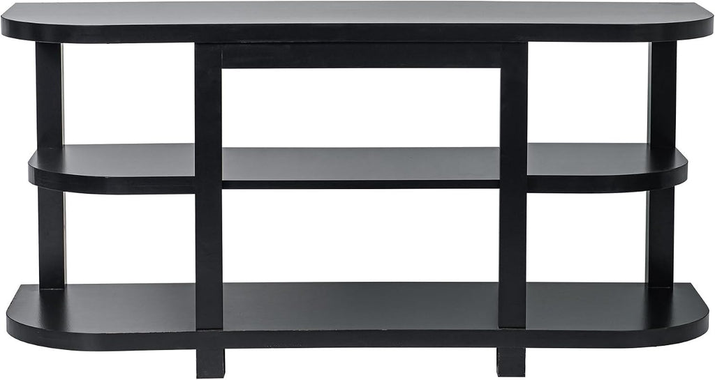 48' Fireplace TV Stand for TVs up to 55', Farmhouse Entertainment Center with 18' Electric Fireplace Insert, 1400W Wood Media Console Table with Open Storage Shelves for Living Room, Bedroom (Black)