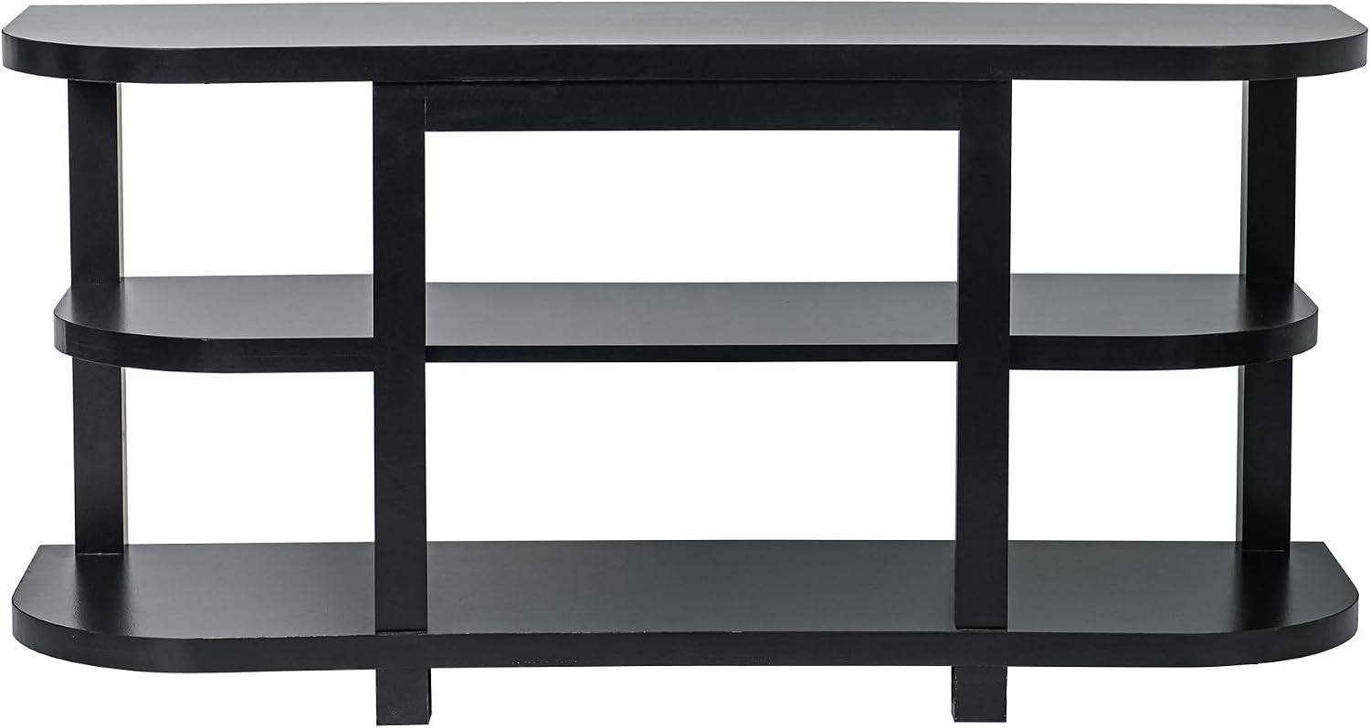 48' Fireplace TV Stand for TVs up to 55', Farmhouse Entertainment Center with 18' Electric Fireplace Insert, 1400W Wood Media Console Table with Open Storage Shelves for Living Room, Bedroom (Black)