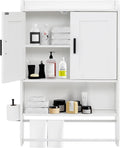 apexnova Bathroom Wall Cabinet, Wooden Medicine Cabinet Over The Toilet with Adjustable Inner Shelf, Wall Mounted Cabinet with Doors for Bathroom Storage, Hanging Cabinet for Wall with Towels Bar