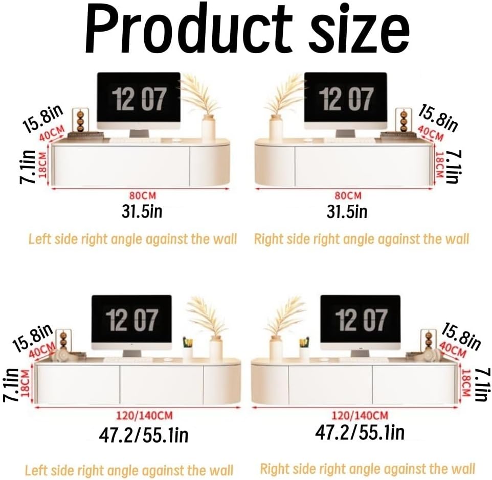 Modern White Floating Vanity, Right, 31.5 * 15.8 * 7.1in, 1 Shelf, Wall-Mounted, Rectangular, Space-Saving, Adult, Unisex, Bedroom, Wall, Morning, Nighttime