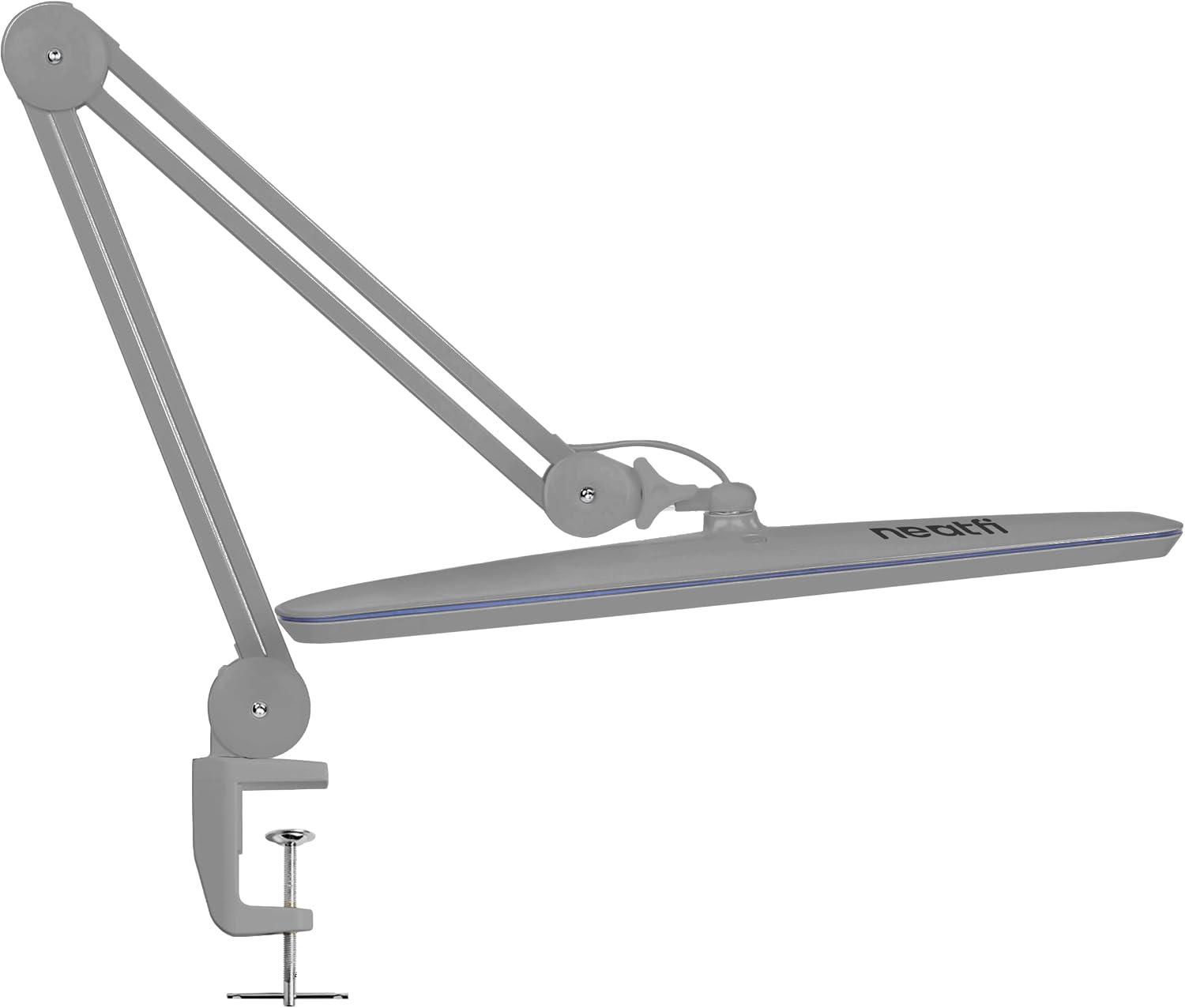 Neatfi XL 2,200 Lumens 24W LED Desk Lamp – 23' Wide Shade | Dimmable Eye-Caring Task Light | Adjustable Arm | Home Office, Study, Crafts & Nail Tech (Silver, Non-CCT with Clamp)
