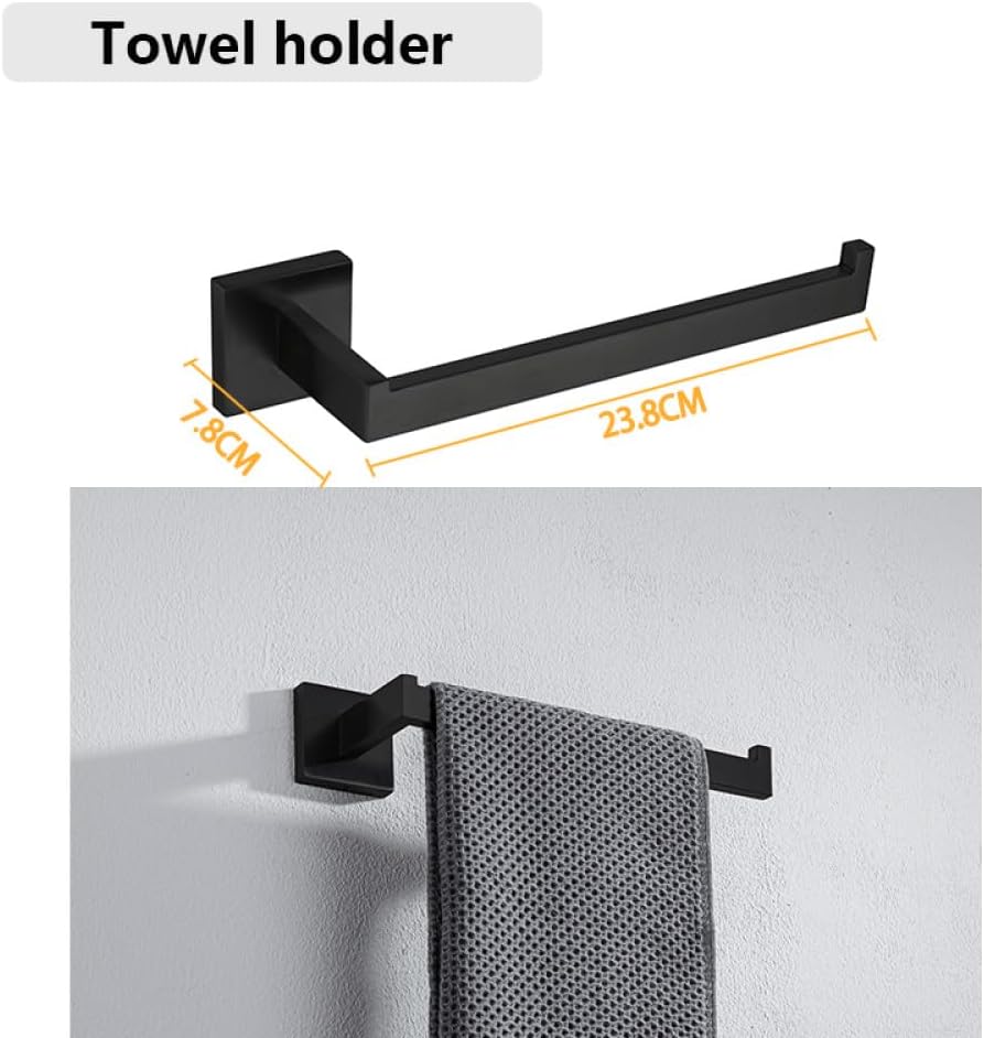 Bathroom Hardware Set Bathroom Accessories Black Robe Hook Towel Rail Bar Rack Bar Shelf Tissue Paper Holder Toothbrush Holder,001FG